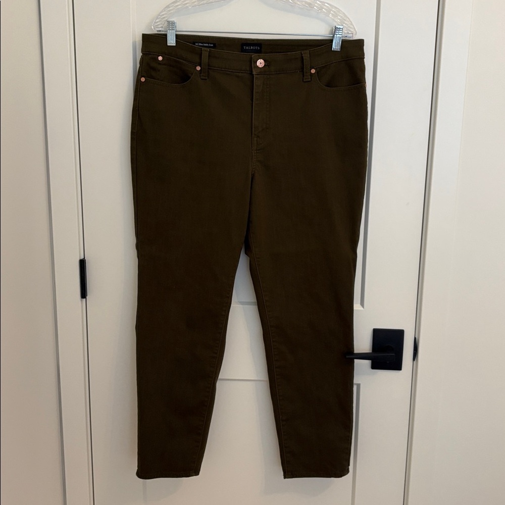 Talbots size 14 olive-brown slim ankle jeans